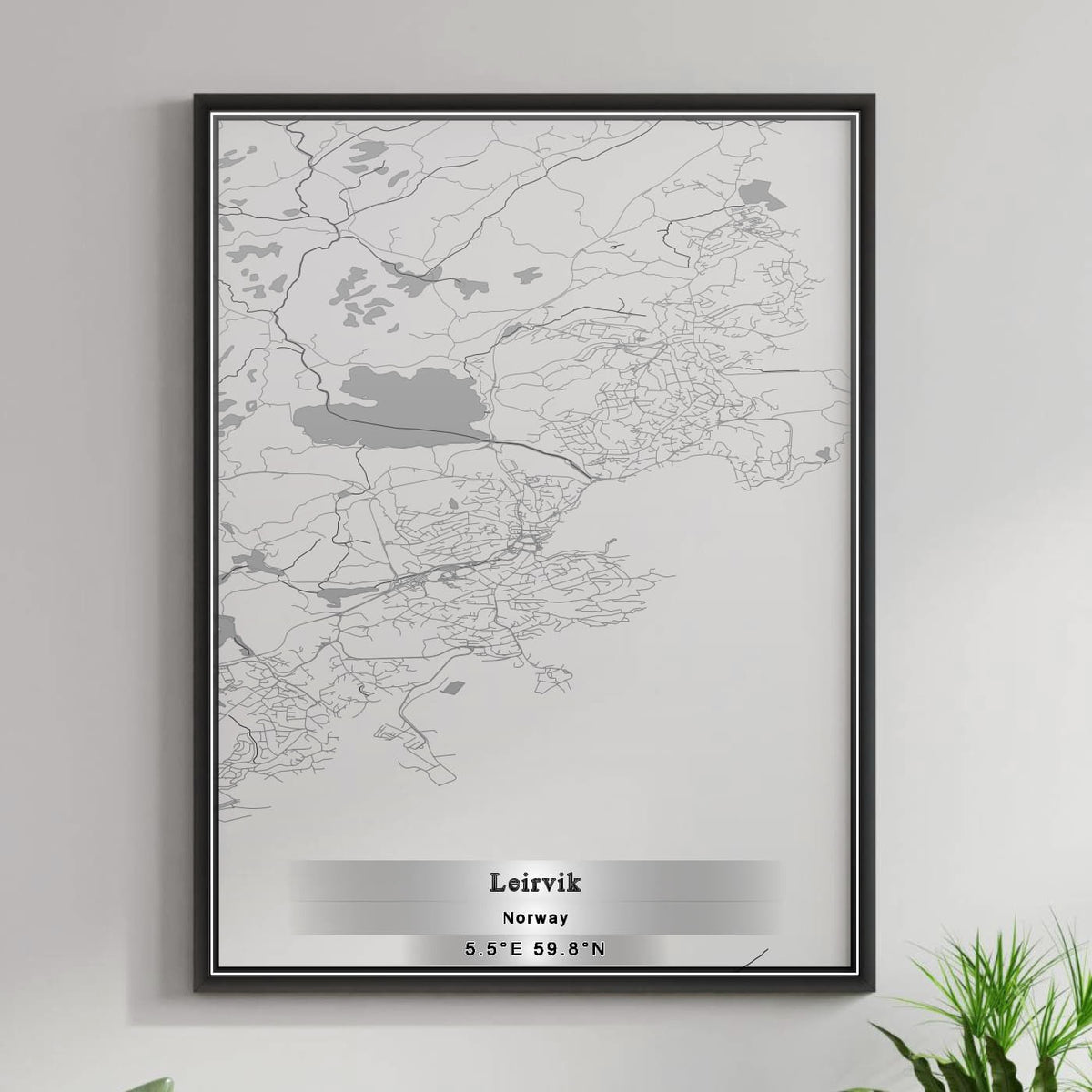 ROAD MAP OF LEIRVIK, NORWAY BY MAPBAKES