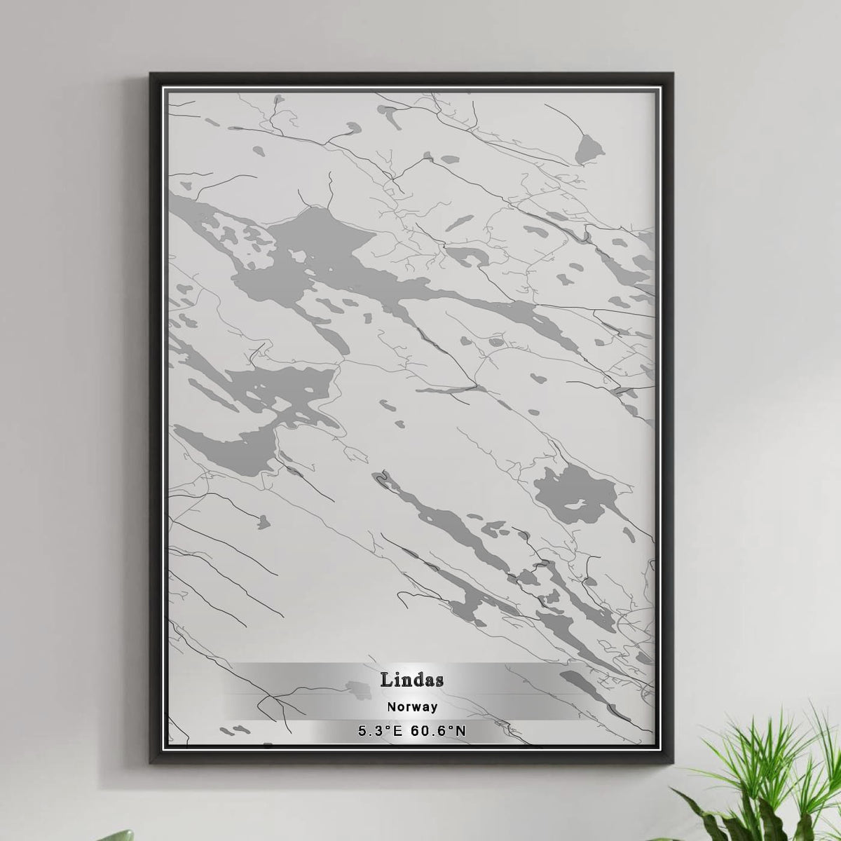 ROAD MAP OF LINDAS, NORWAY BY MAPBAKES