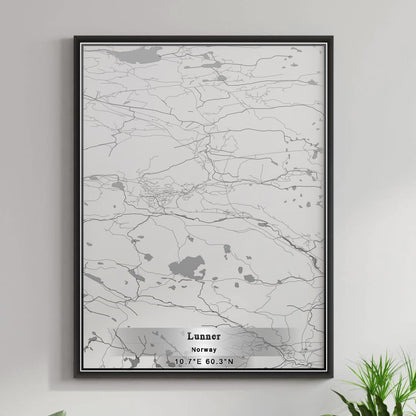 ROAD MAP OF LUNNER, NORWAY BY MAPBAKES