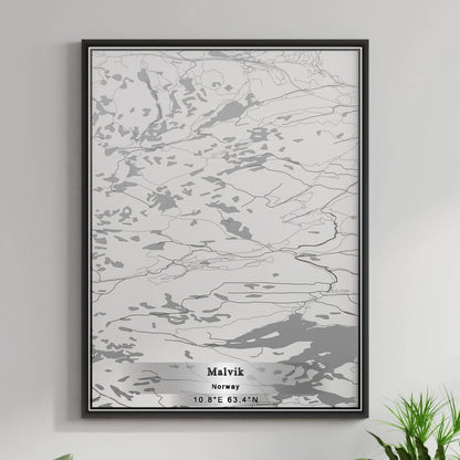 ROAD MAP OF MALVIK, NORWAY BY MAPBAKES
