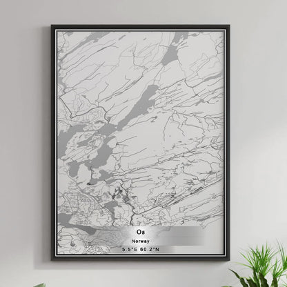 ROAD MAP OF OS, NORWAY BY MAPBAKES