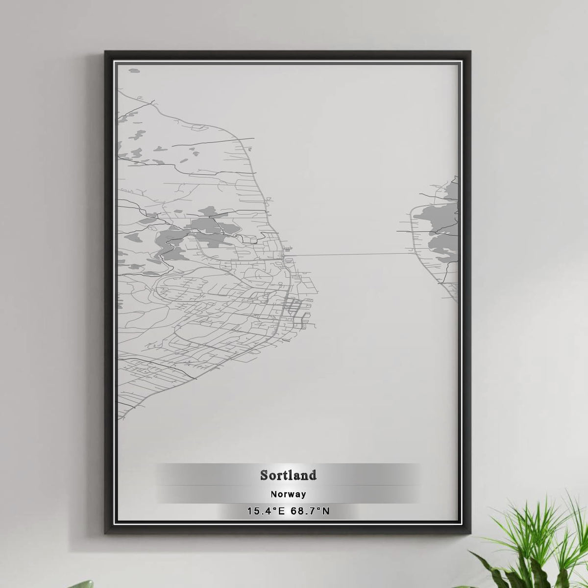 ROAD MAP OF SORTLAND, NORWAY BY MAPBAKES