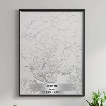 ROAD MAP OF TONSBERG, NORWAY BY MAPBAKES