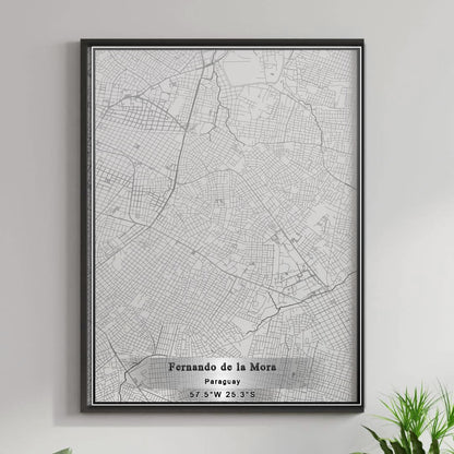 ROAD MAP OF FERNANDO DE LA MORA, PARAGUAY BY MAPBAKES