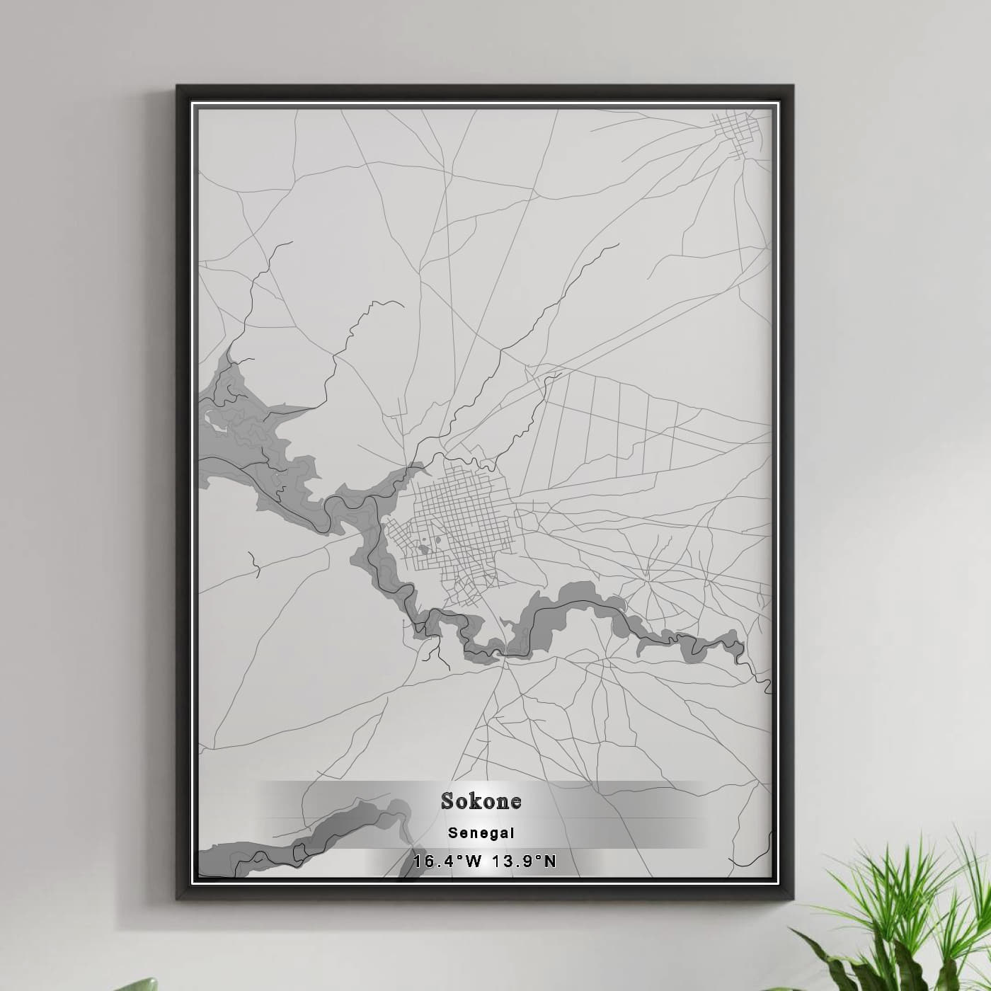 ROAD MAP OF SOKONE, SENEGAL BY MAPBAKES