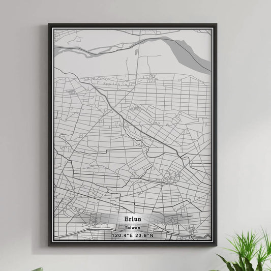 ROAD MAP OF ERLUN, TAIWAN BY MAPBAKES