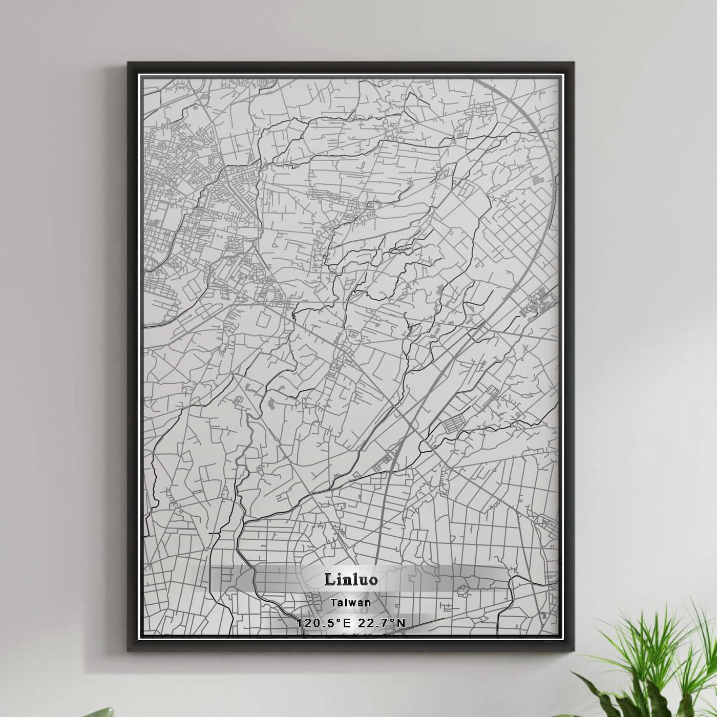 ROAD MAP OF LINLUO, TAIWAN BY MAPBAKES