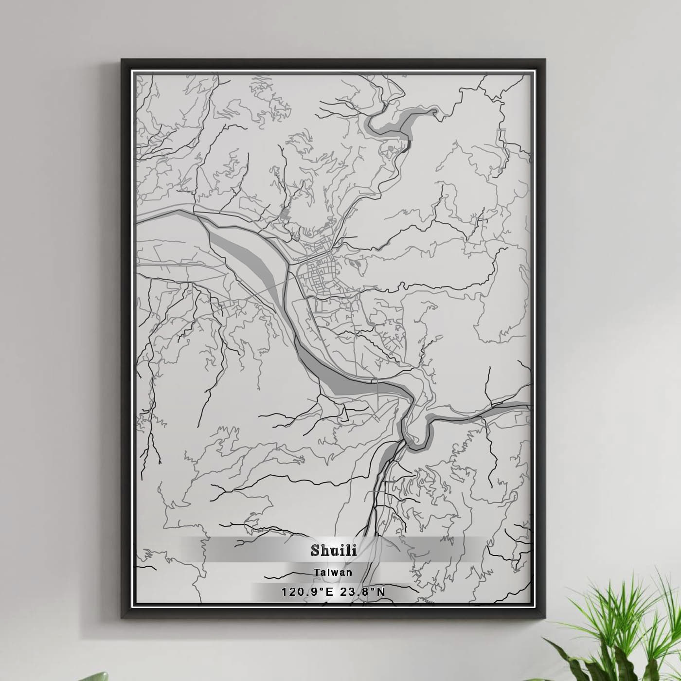 ROAD MAP OF SHUILI, TAIWAN BY MAPBAKES