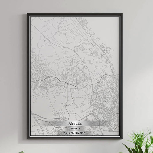 ROAD MAP OF AKOUDA, TUNISIA BY MAPBAKES