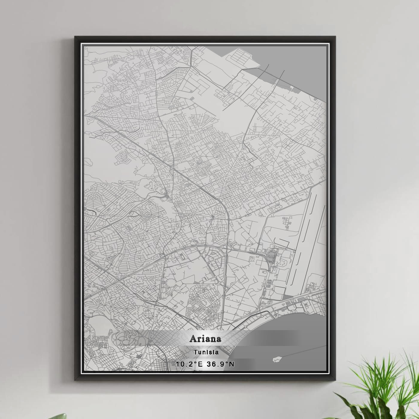 ROAD MAP OF ARIANA, TUNISIA BY MAPBAKES