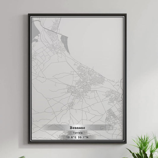 ROAD MAP OF BENNANE, TUNISIA BY MAPBAKES