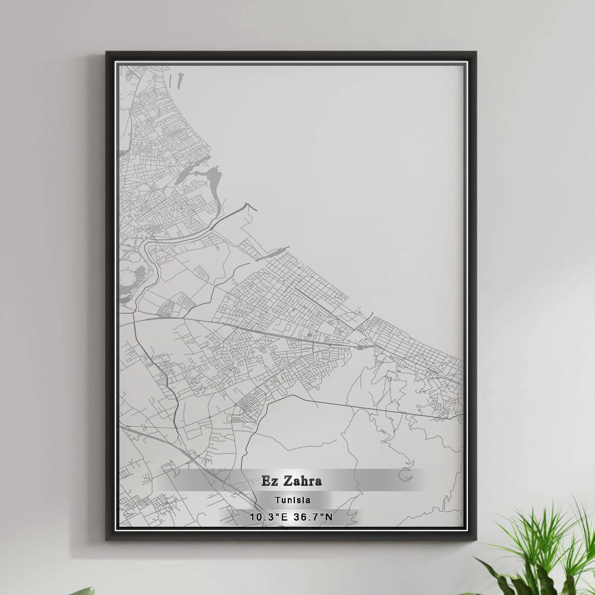 ROAD MAP OF EZ ZAHRA, TUNISIA BY MAPBAKES