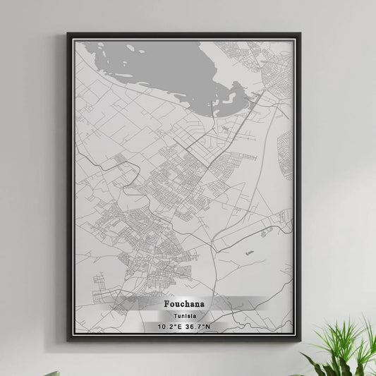 ROAD MAP OF FOUCHANA, TUNISIA BY MAPBAKES