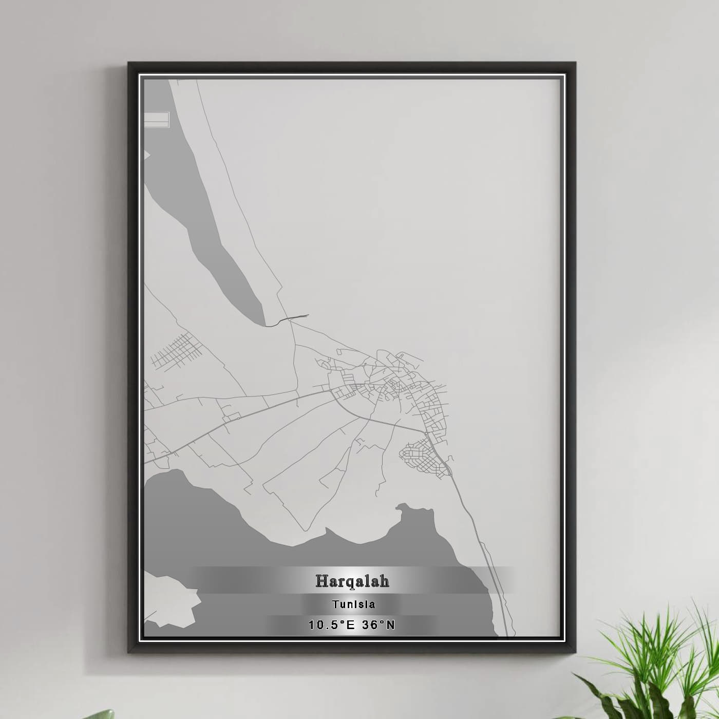 ROAD MAP OF HARQALAH, TUNISIA BY MAPBAKES