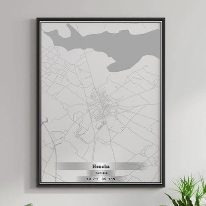 ROAD MAP OF HENCHA, TUNISIA BY MAPBAKES