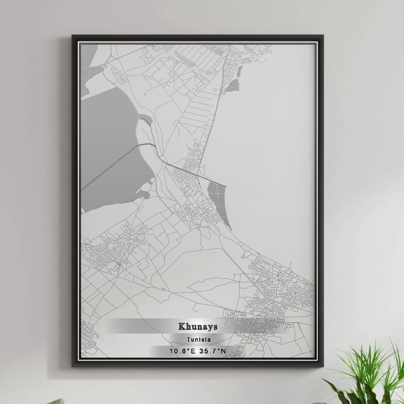 ROAD MAP OF KHUNAYS, TUNISIA BY MAPBAKES