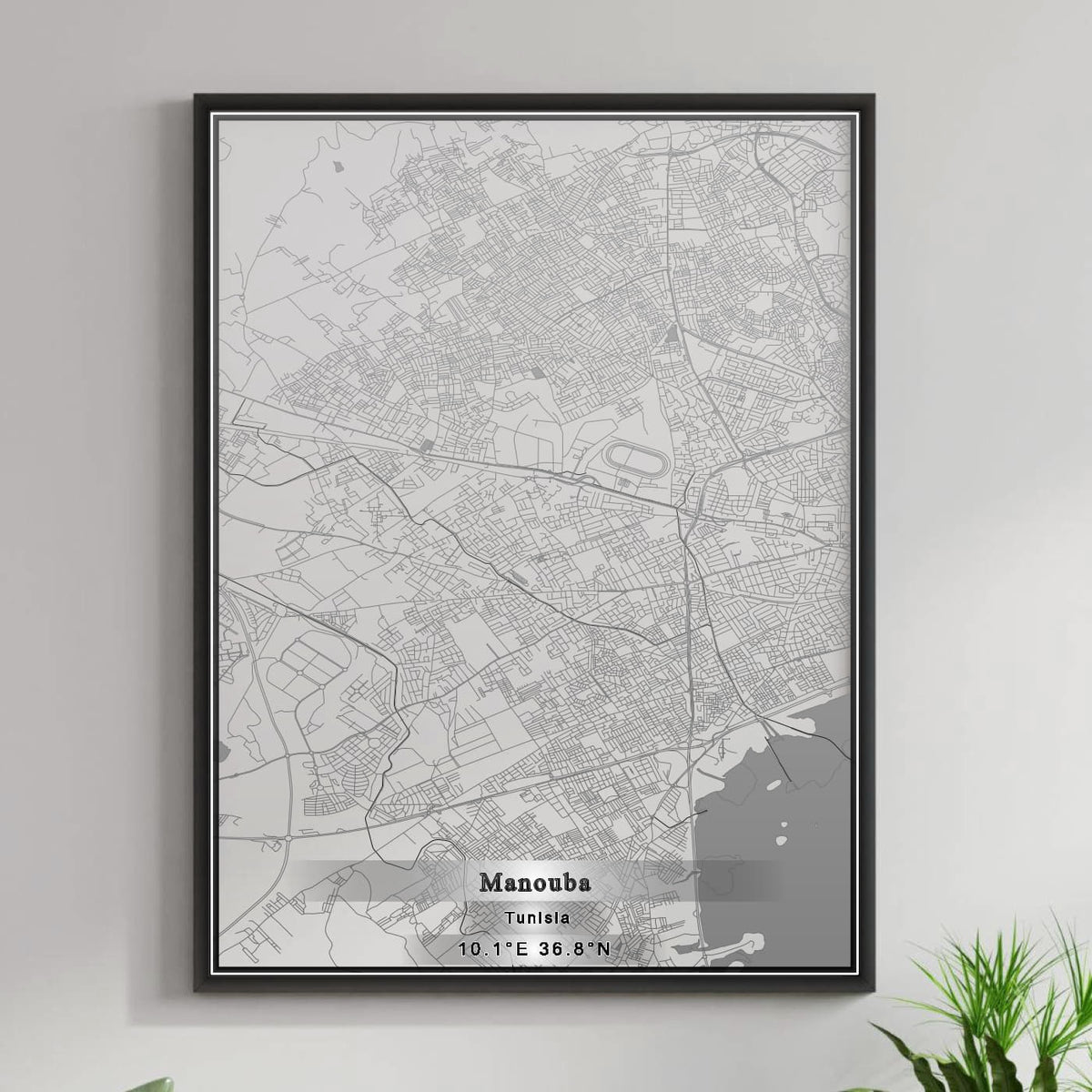ROAD MAP OF MANOUBA, TUNISIA BY MAPBAKES