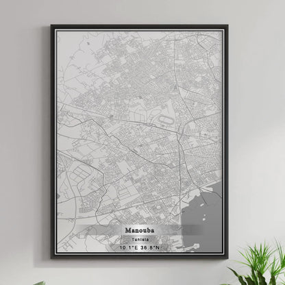 ROAD MAP OF MANOUBA, TUNISIA BY MAPBAKES
