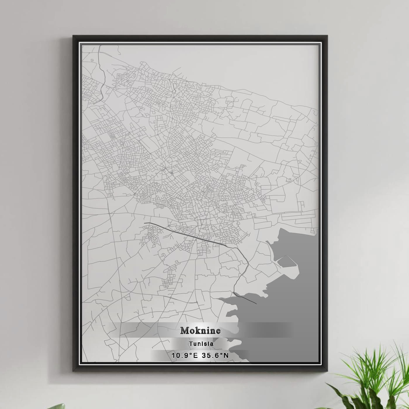 ROAD MAP OF MOKNINE, TUNISIA BY MAPBAKES