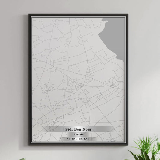 ROAD MAP OF SIDI BEN NOUR, TUNISIA BY MAPBAKES