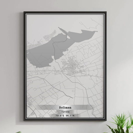 ROAD MAP OF SOLIMAN, TUNISIA BY MAPBAKES