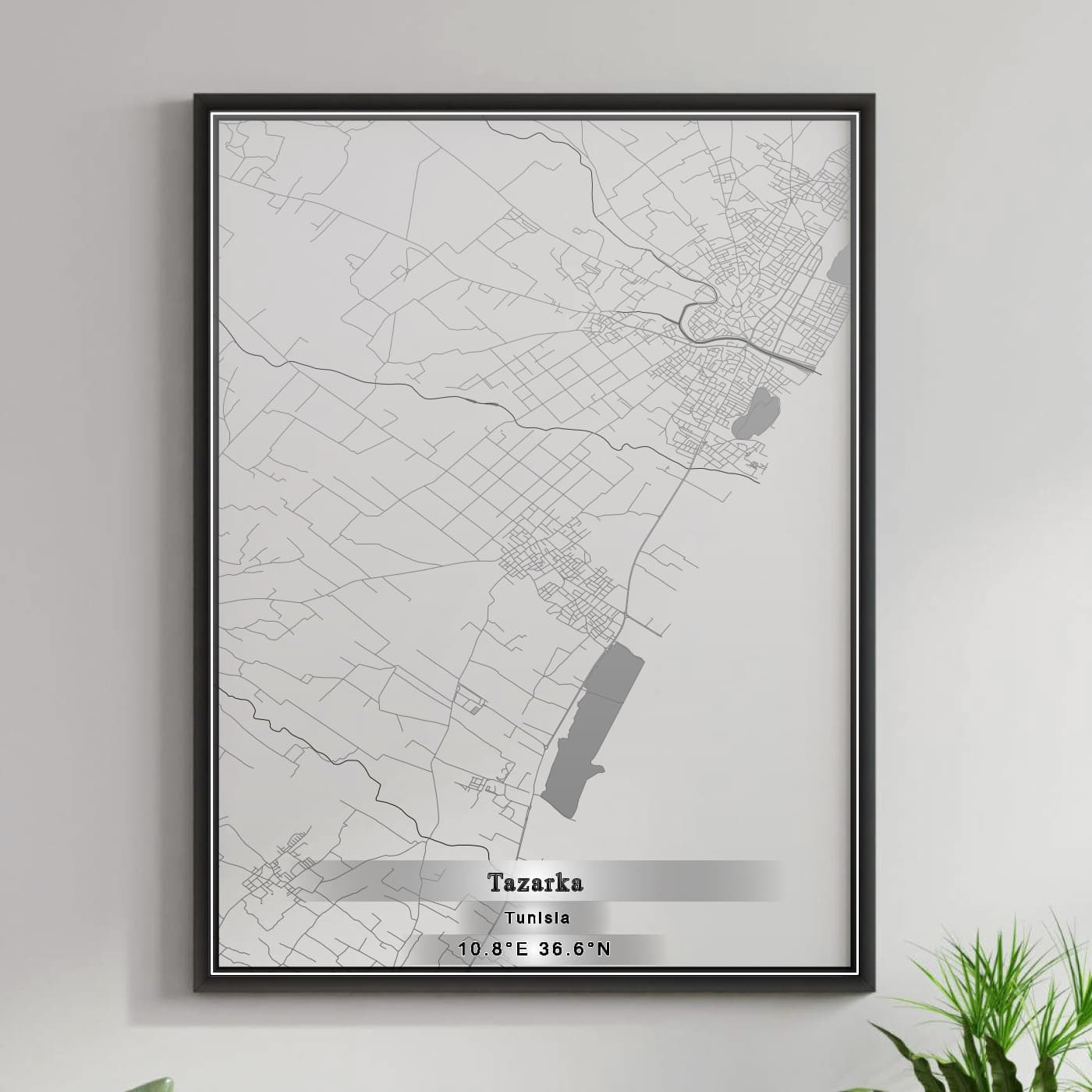 ROAD MAP OF TAZARKA, TUNISIA BY MAPBAKES