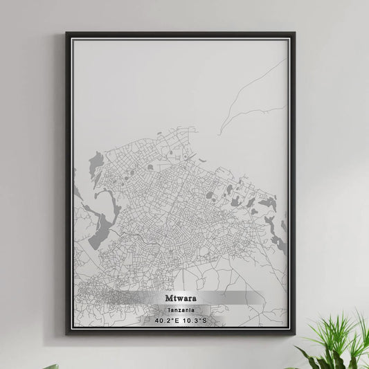 ROAD MAP OF MTWARA, TANZANIA BY MAPBAKES