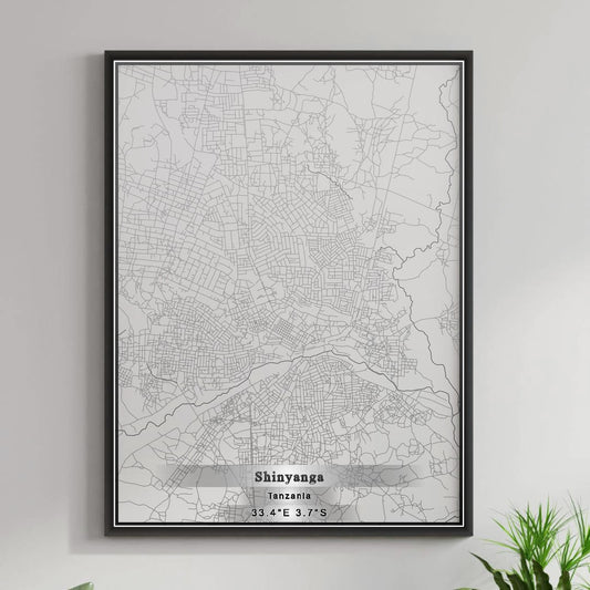 ROAD MAP OF SHINYANGA, TANZANIA BY MAPBAKES