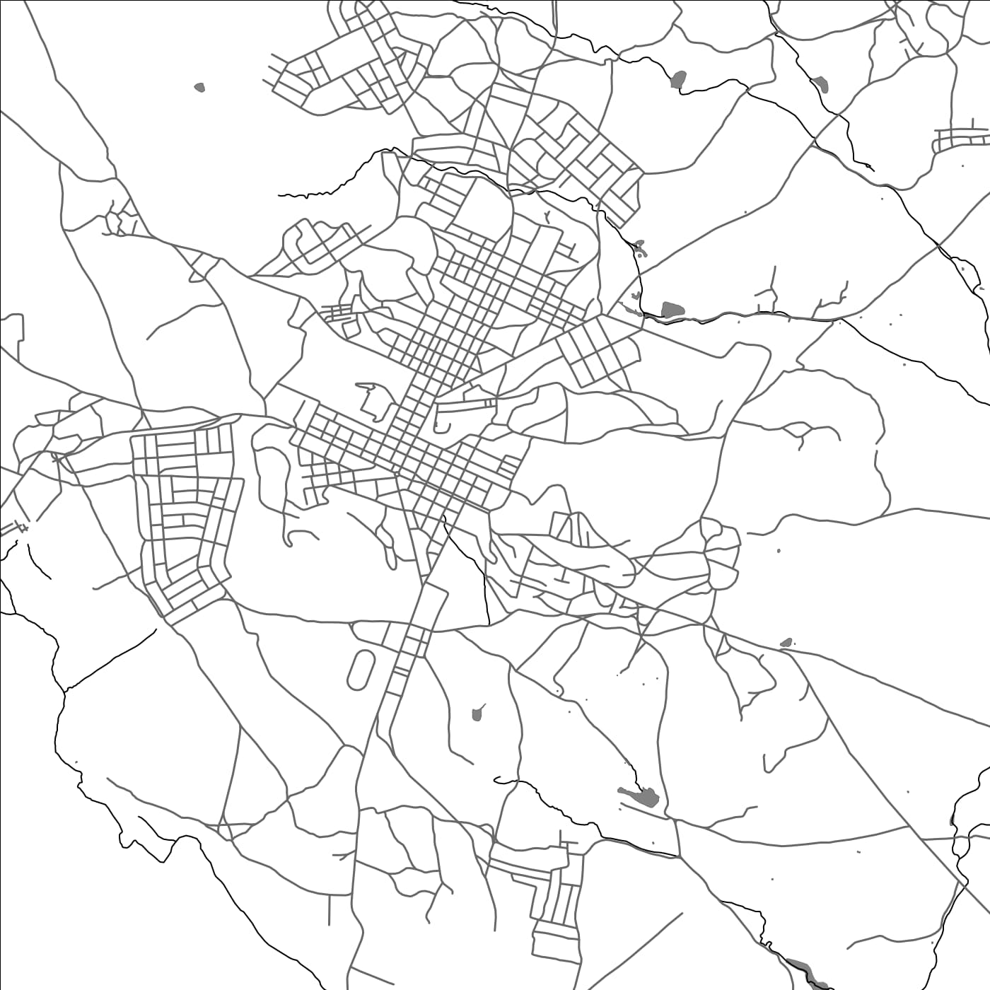 ROAD MAP OF MENDEFERA, ERITREA BY MAPBAKES