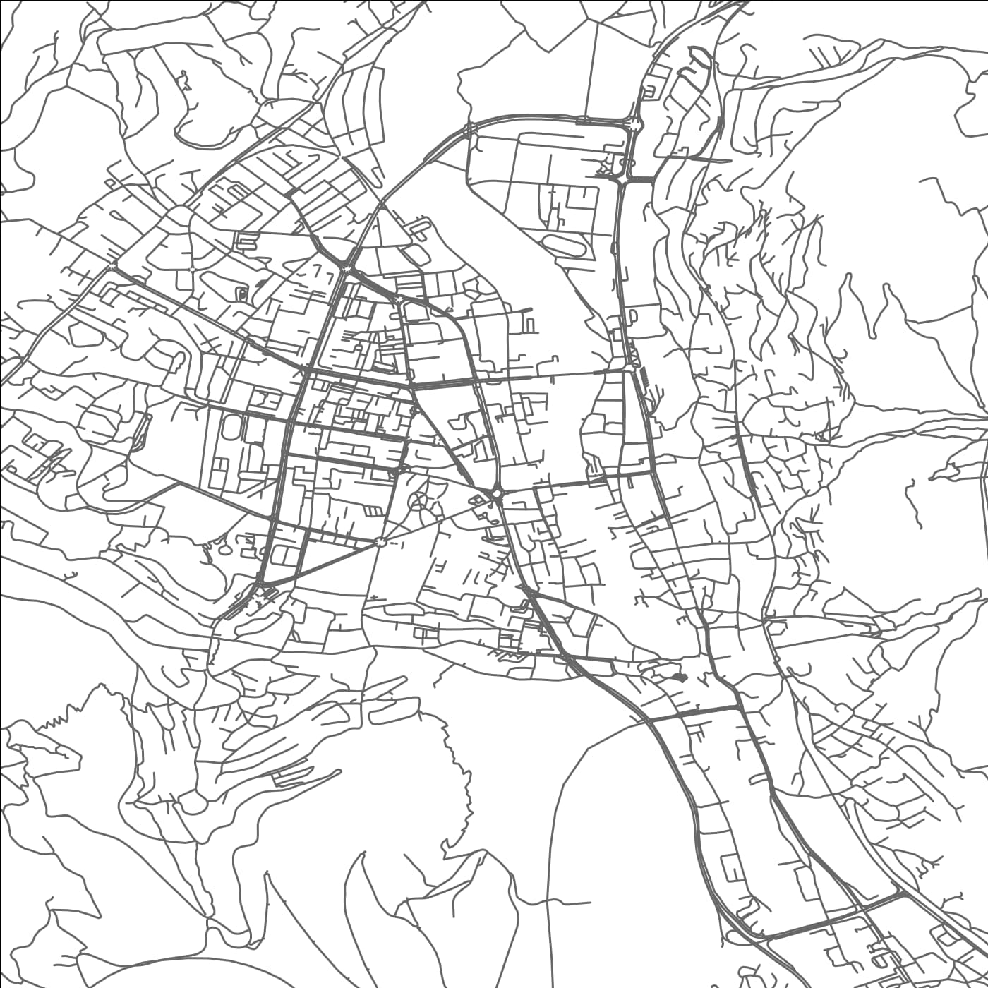 ROAD MAP OF MOSTAR, BOSNIA AND HERZEGOVINA BY MAPBAKES