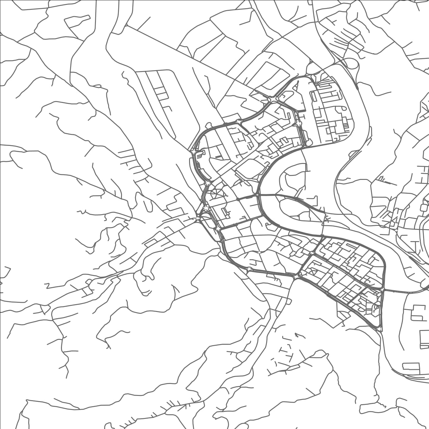 ROAD MAP OF ZENICA, BOSNIA AND HERZEGOVINA BY MAPBAKES