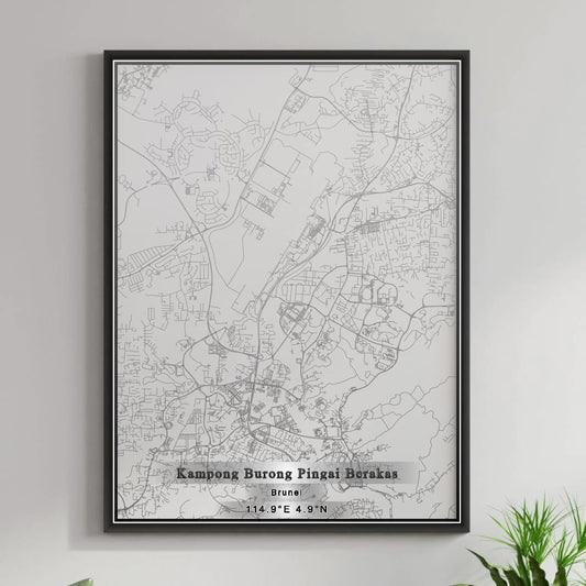 ROAD MAP OF KAMPONG BURONG PINGAI BERAKAS, BRUNEI BY MAPBAKES