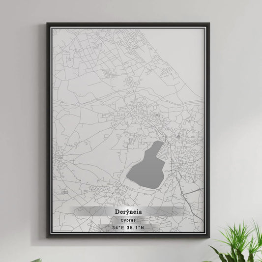 ROAD MAP OF DERÝNEIA, CYPRUS BY MAPBAKES