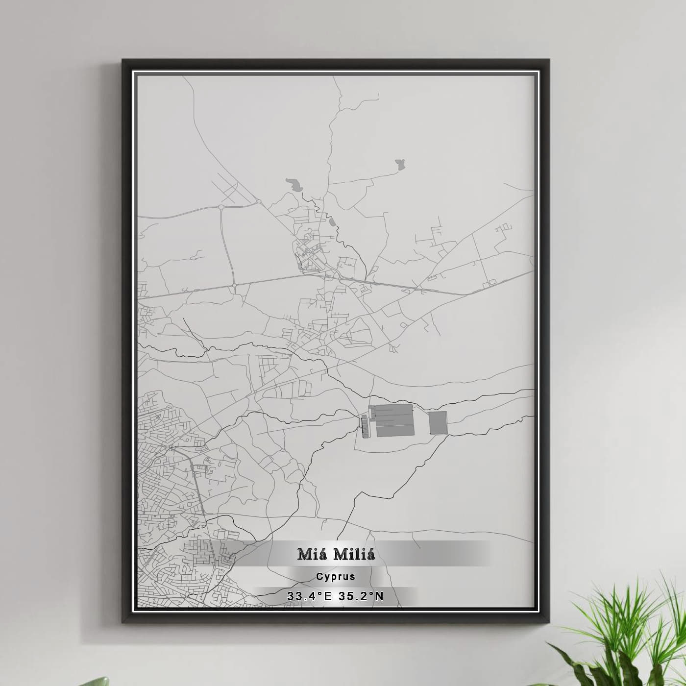 ROAD MAP OF MIÁ MILIÁ, CYPRUS BY MAPBAKES