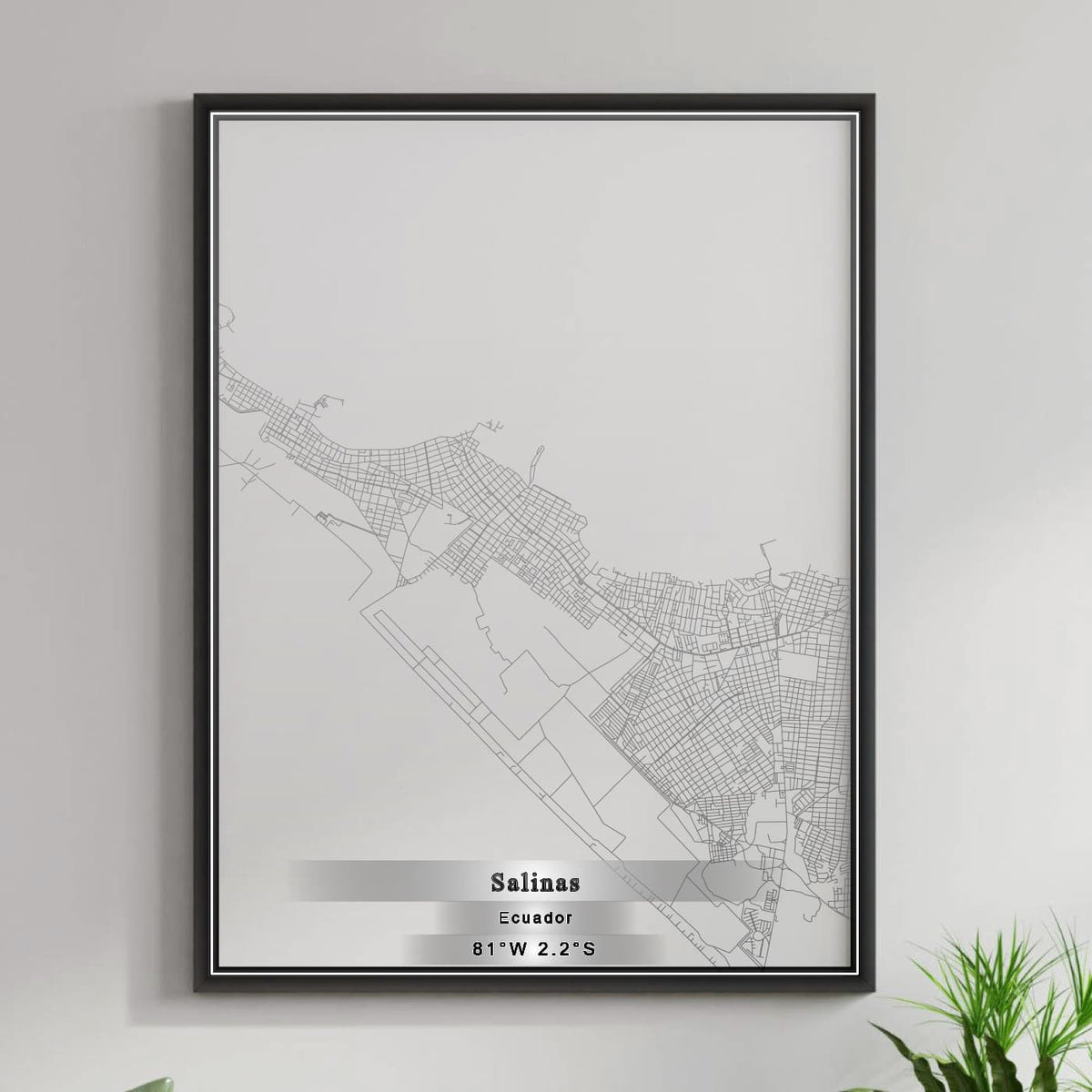 ROAD MAP OF SALINAS, ECUADOR BY MAPBAKES
