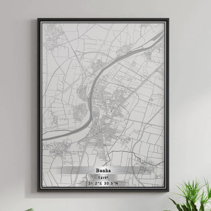 ROAD MAP OF BANHA, EGYPT BY MAPBAKES
