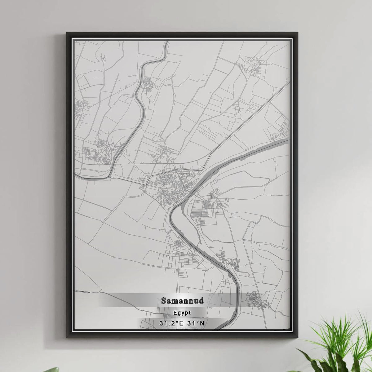 ROAD MAP OF SAMANNUD, EGYPT BY MAPBAKES
