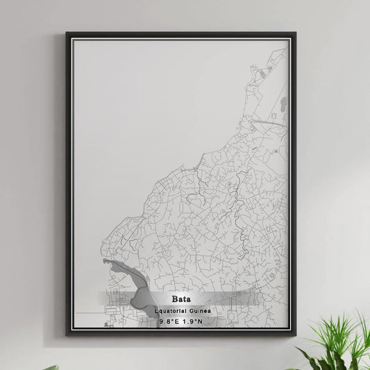 ROAD MAP OF BATA, EQUATORIAL GUINEA BY MAPBAKES