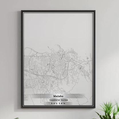 ROAD MAP OF MALABO, EQUATORIAL GUINEA BY MAPBAKES