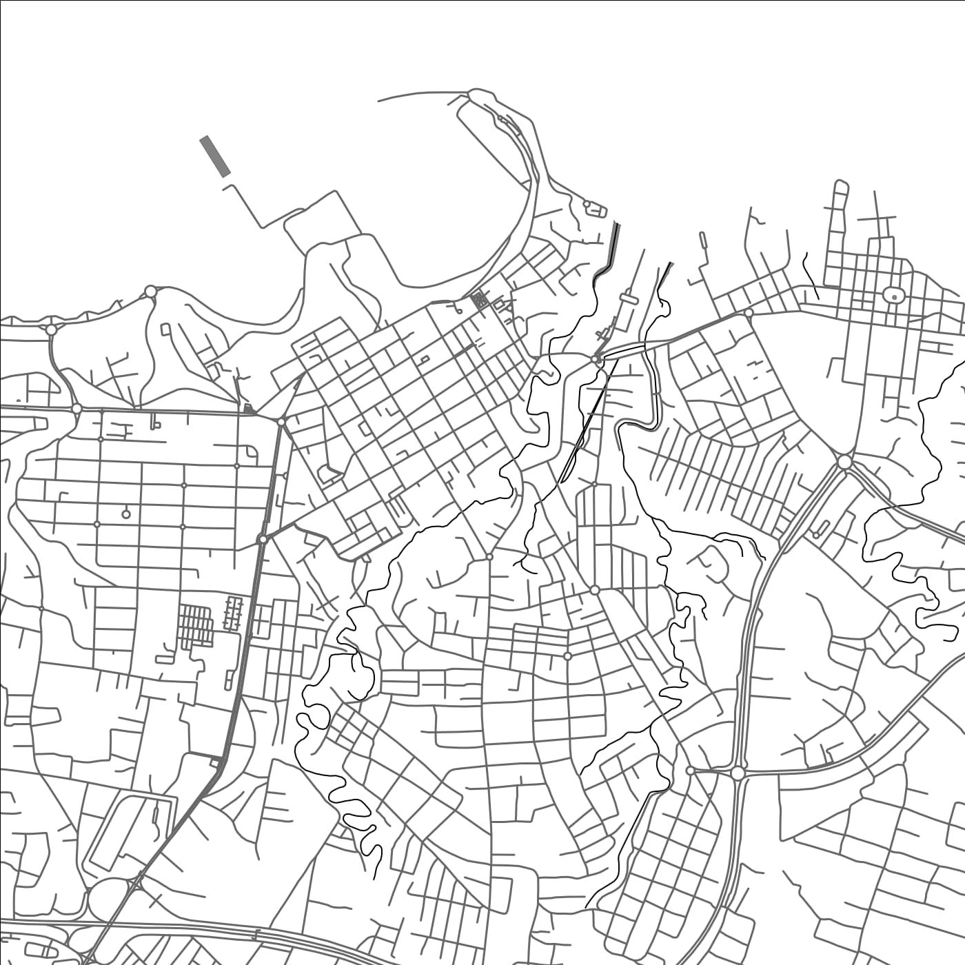 ROAD MAP OF MALABO, EQUATORIAL GUINEA BY MAPBAKES