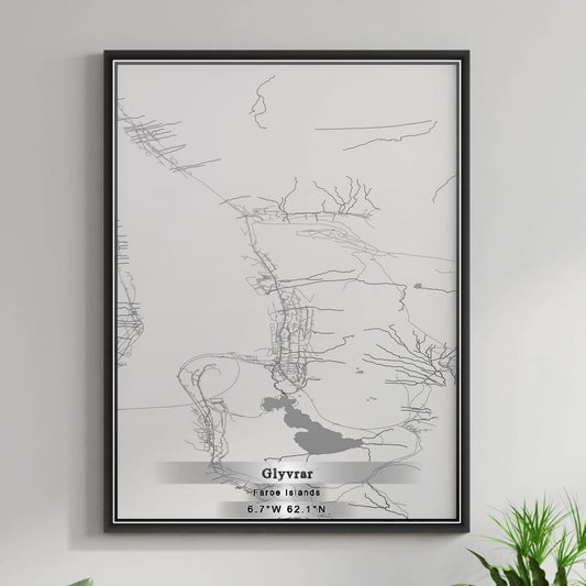 ROAD MAP OF GLYVRAR, FAROE ISLANDS BY MAPBAKES