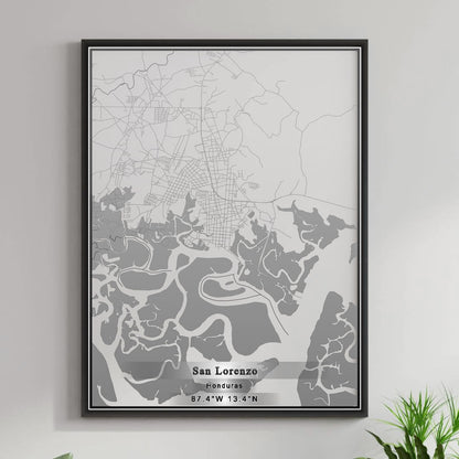 ROAD MAP OF SAN LORENZO, HONDURAS BY MAPBAKES