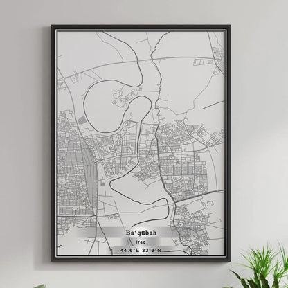 ROAD MAP OF BA`QUBAH, IRAQ BY MAPBAKES