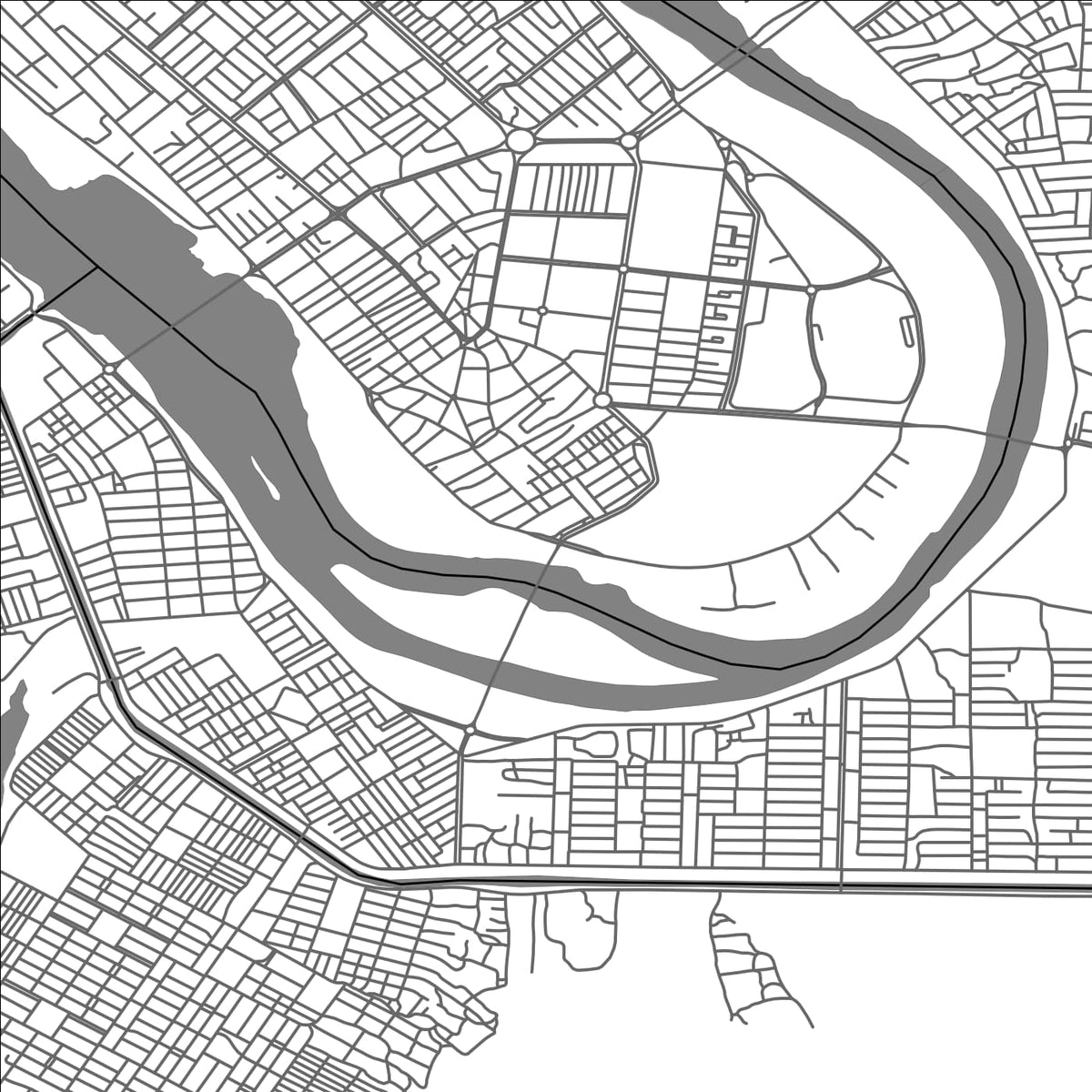 ROAD MAP OF AL KUT, IRAQ BY MAPBAKES