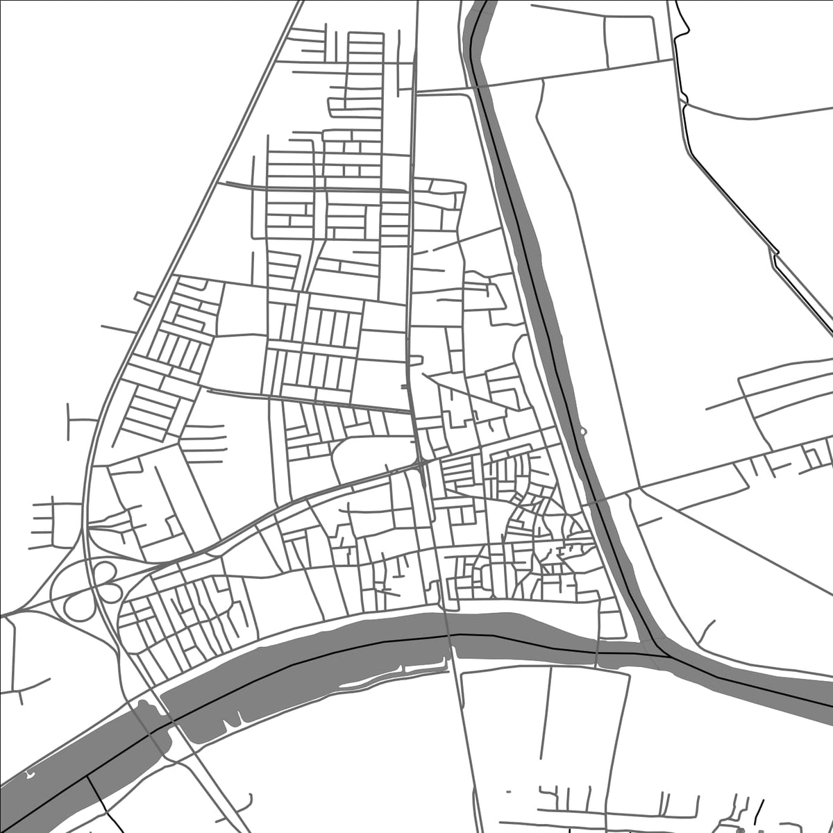 ROAD MAP OF AL QURNAH, IRAQ BY MAPBAKES