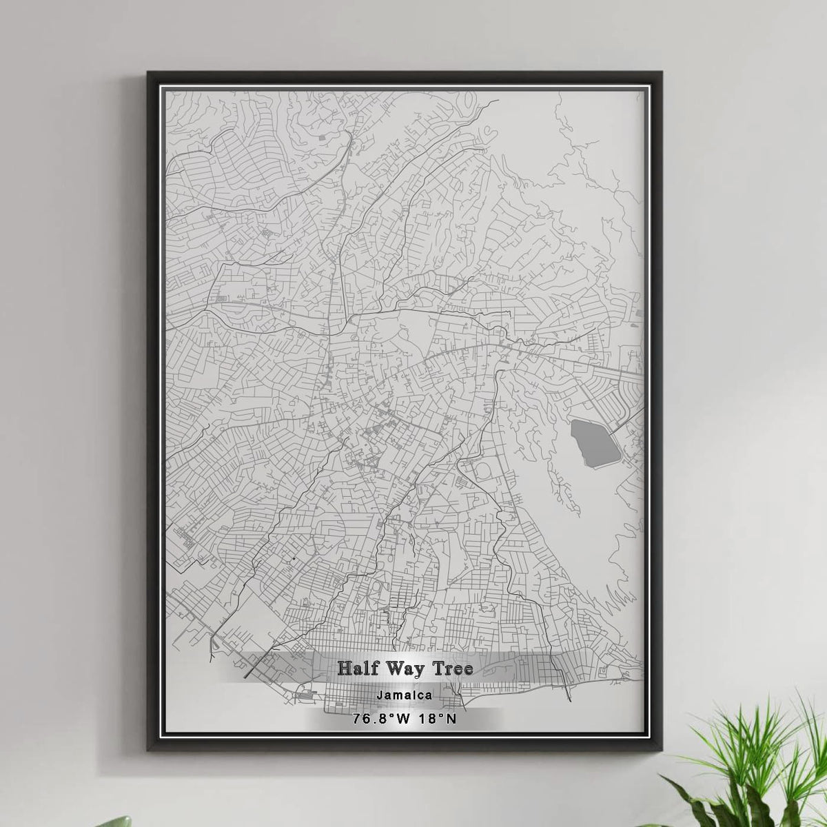 ROAD MAP OF HALF WAY TREE, JAMAICA BY MAPBAKES