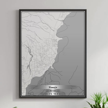 ROAD MAP OF NSANJE, MALAWI BY MAPBAKES