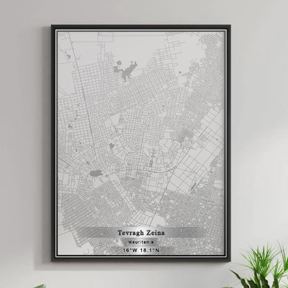 ROAD MAP OF TEVRAGH ZEINA, MAURITANIA BY MAPBAKES