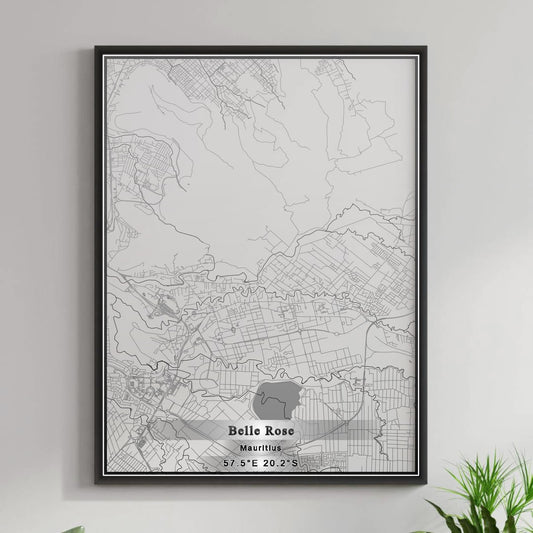 ROAD MAP OF BELLE ROSE, MAURITIUS BY MAPBAKES