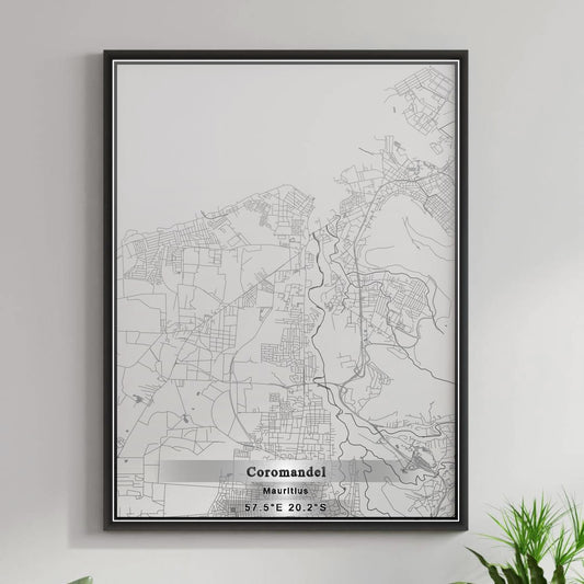 ROAD MAP OF COROMANDEL, MAURITIUS BY MAPBAKES